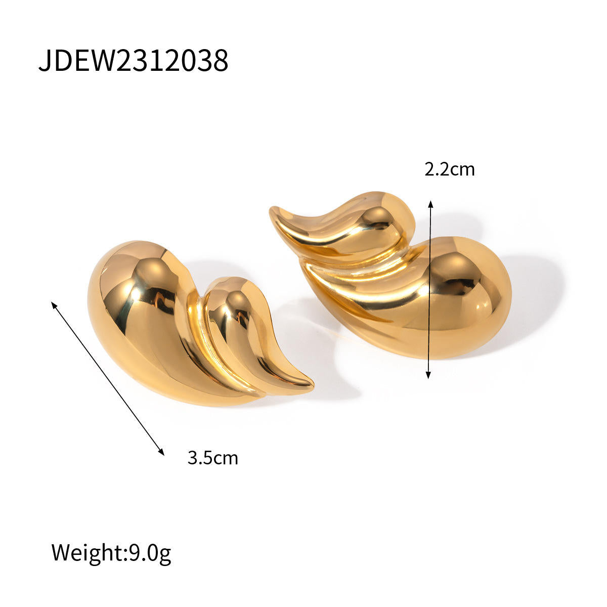 Water Droplets Stud Earrings - 18k Gold Plated