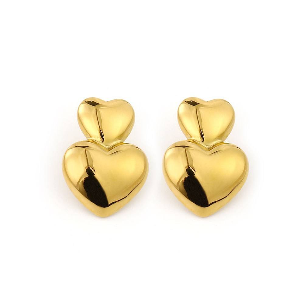 Double Heart Stud Earrings