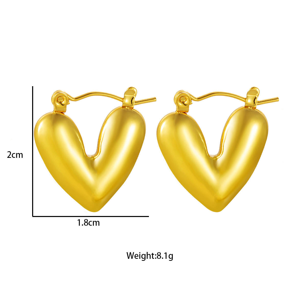 Smooth Heart Hoop Earrings - 18k Gold Plated