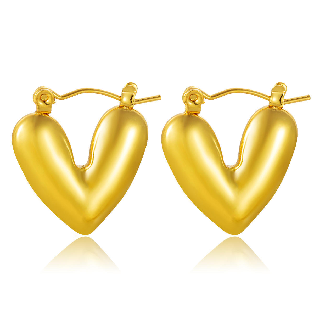 Smooth Heart Hoop Earrings - 18k Gold Plated