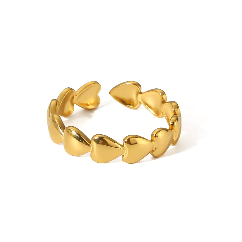 Heart Adjustable Rings - 18k Gold Plated
