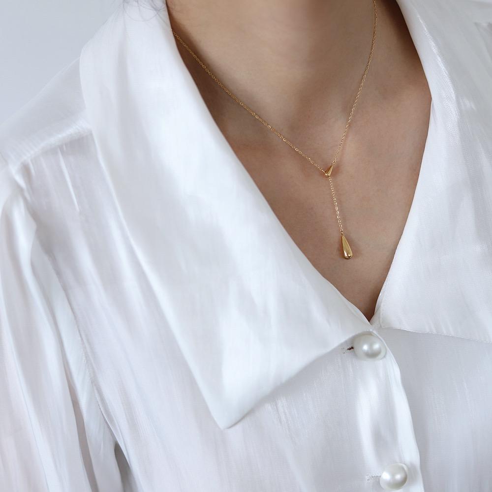 Teardrop Lariat Necklace – 18K Gold Plated