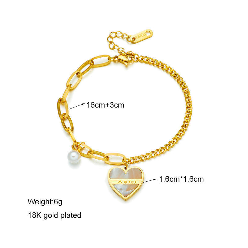 Heart Charm Bracelet - 18k Gold Plated