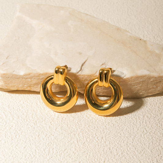 Circle Line Hoop Earring - 18K Gold Plated