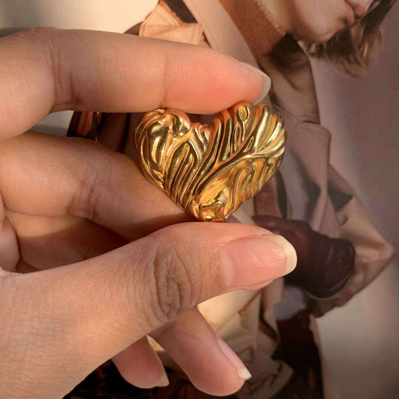 Textured Puffy Heart Stud Earrings