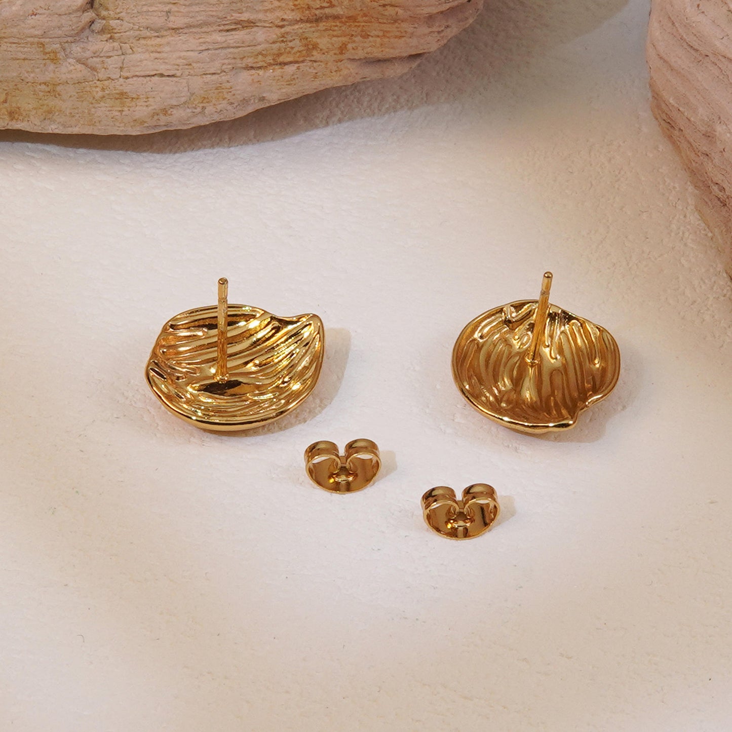 Ball Hollow Stud Earrings - 18k Gold Plated