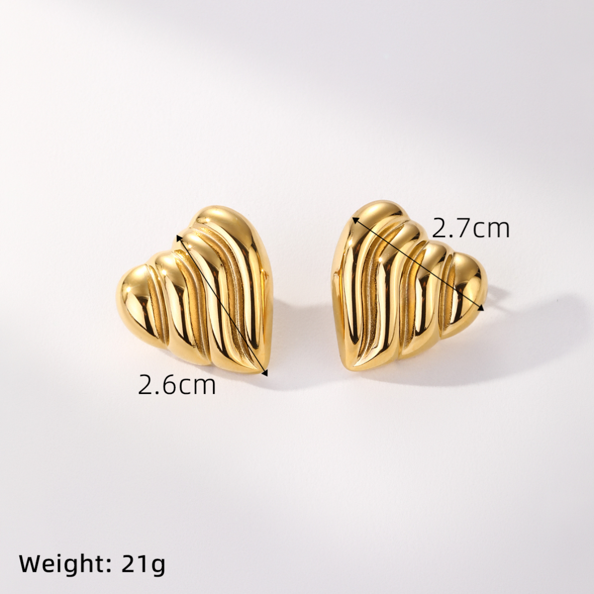 Wave Heart Stud Earrings