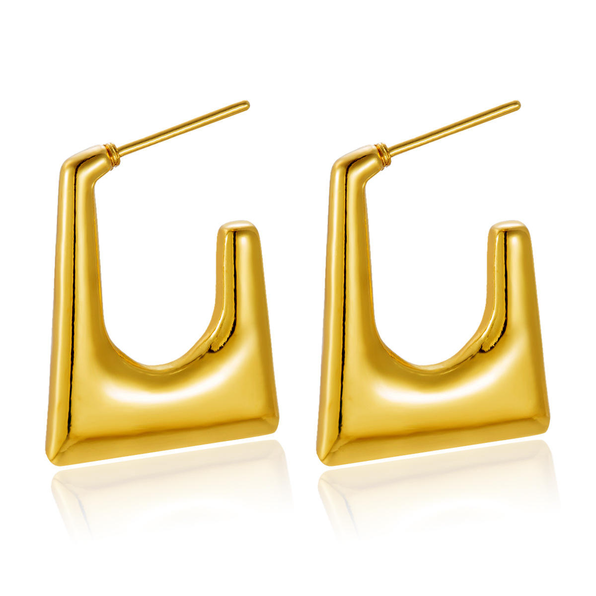 Hollow Rectangle Earring - 18k Gold Plated