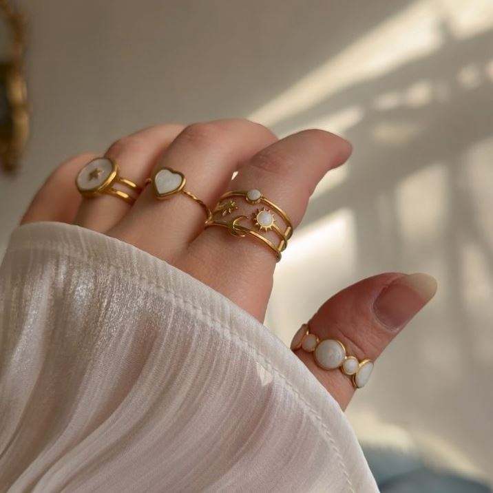 Sun Star Moon Ring - 18k gold Plated