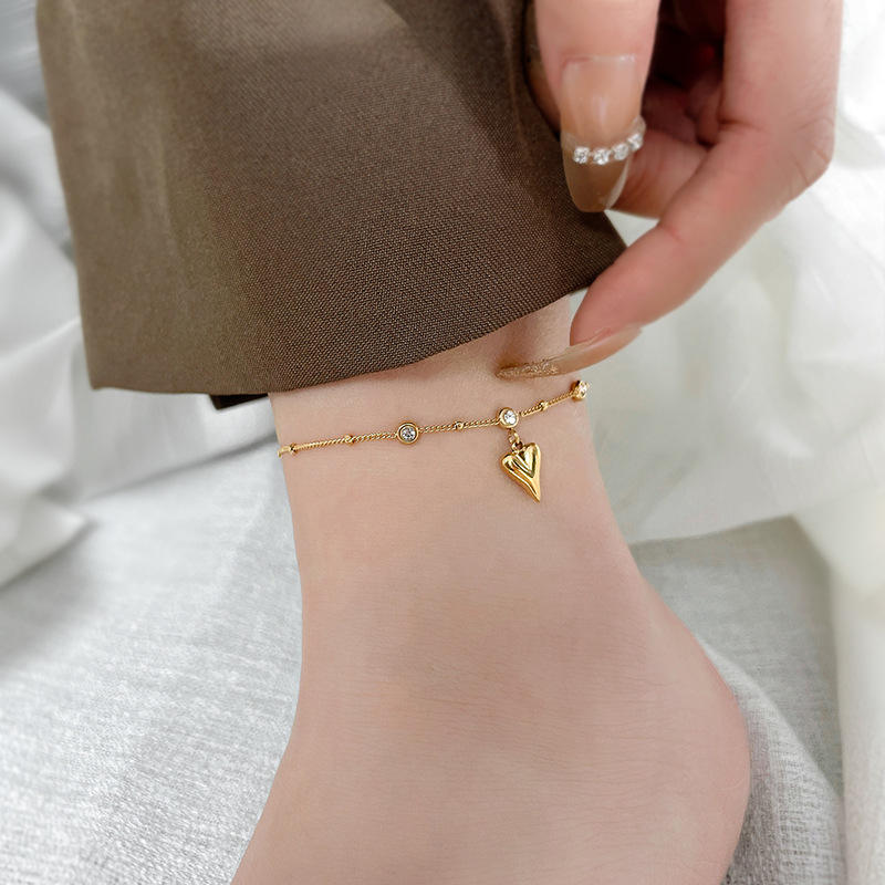 Heart Drop Diamond Anklet