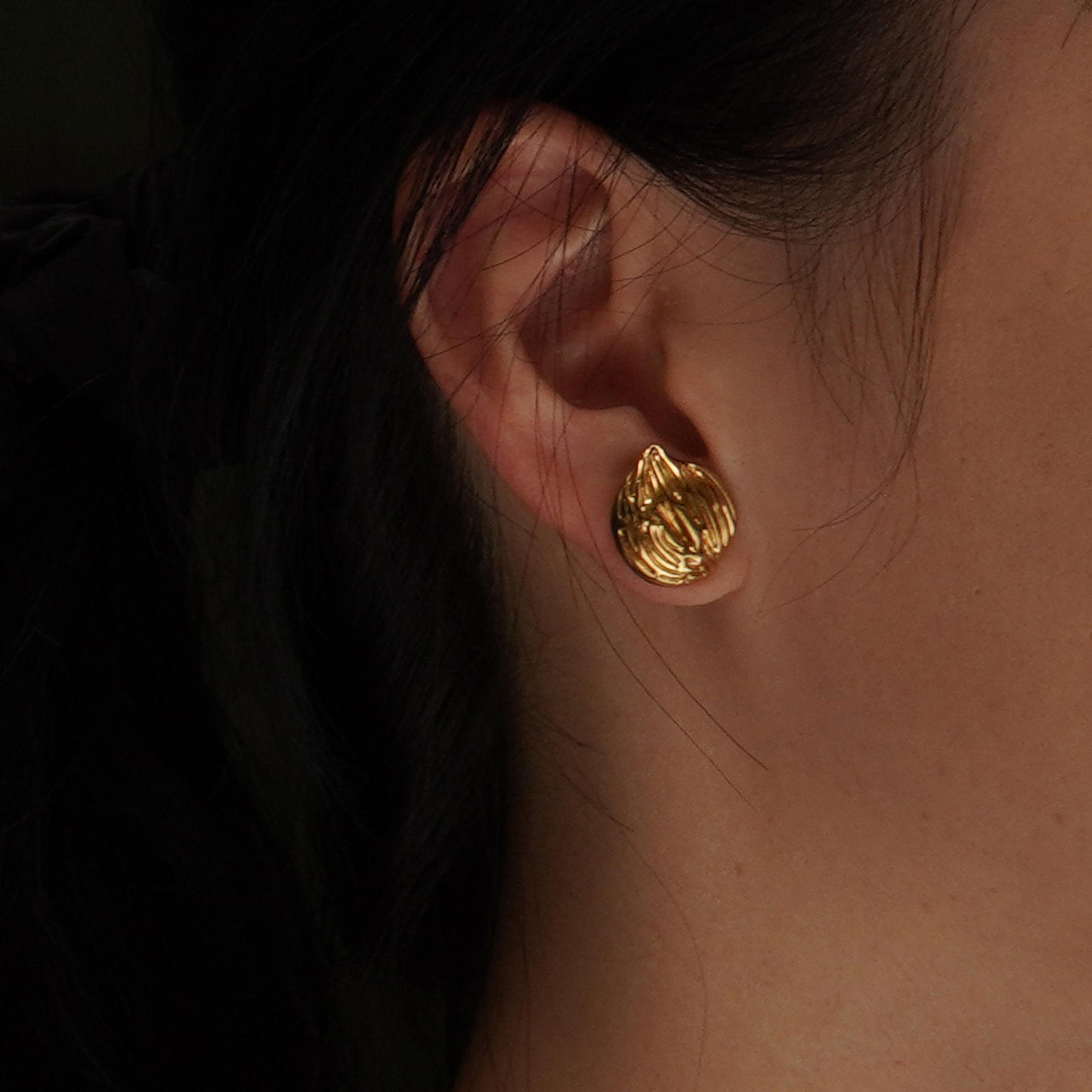 Ball Hollow Stud Earrings - 18k Gold Plated