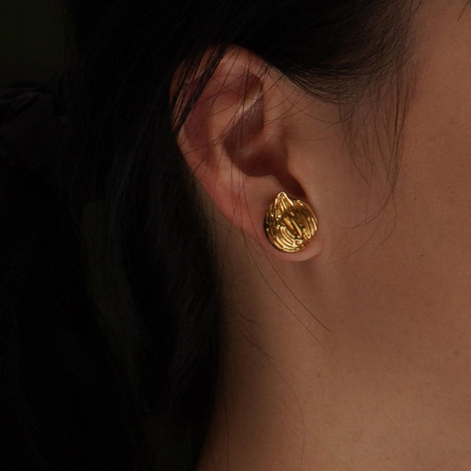 Ball Hollow Stud Earrings - 18k Gold Plated