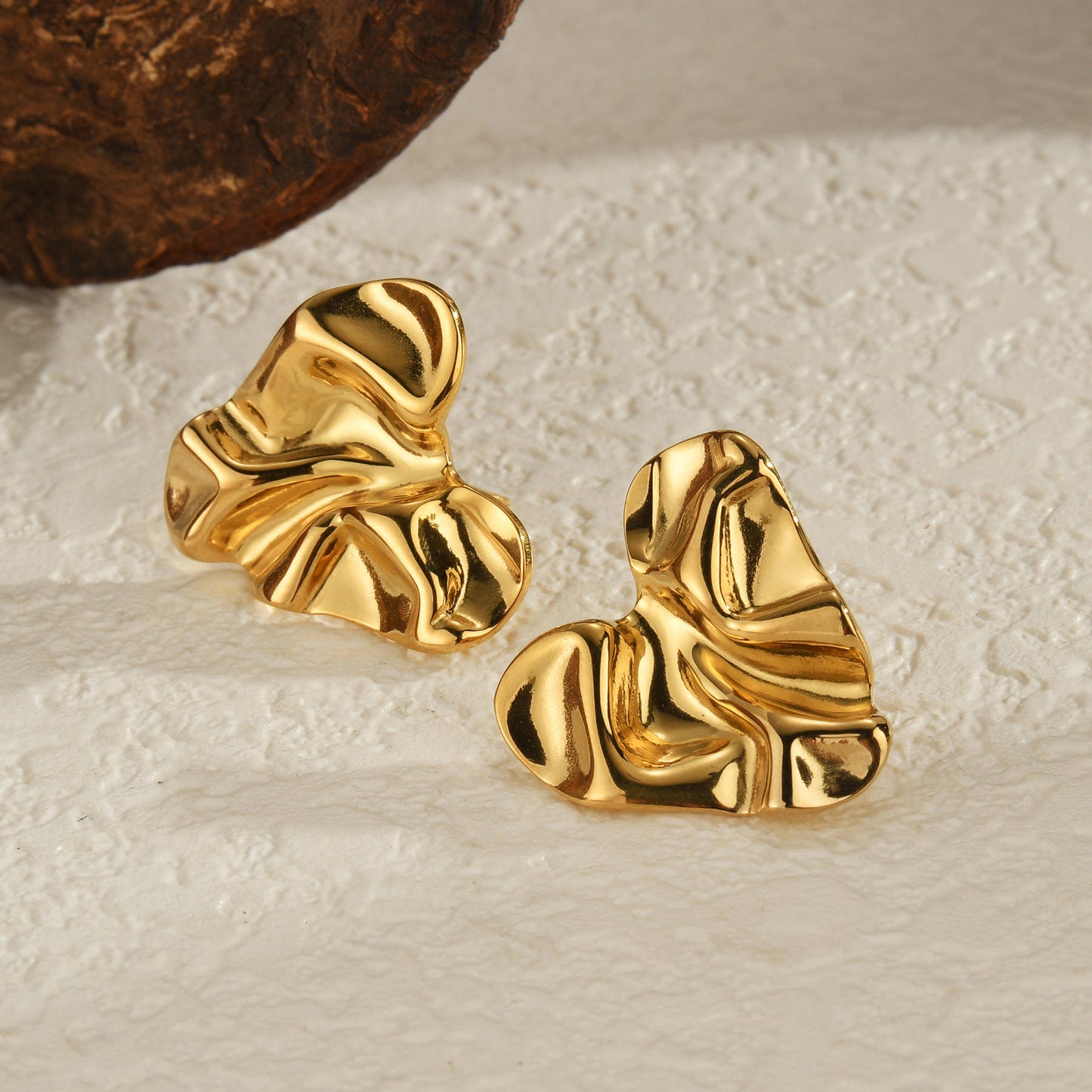 Heart Stud Earring - 18K Gold Plated