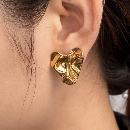 Heart Stud Earring - 18K Gold Plated