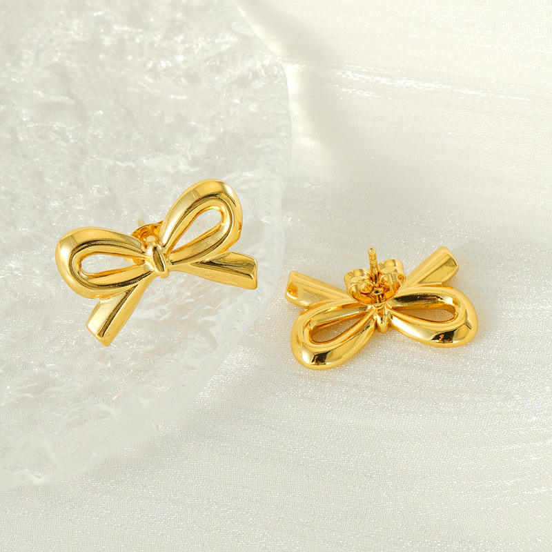Bowknot Stud Earrings - 18K Gold Plated