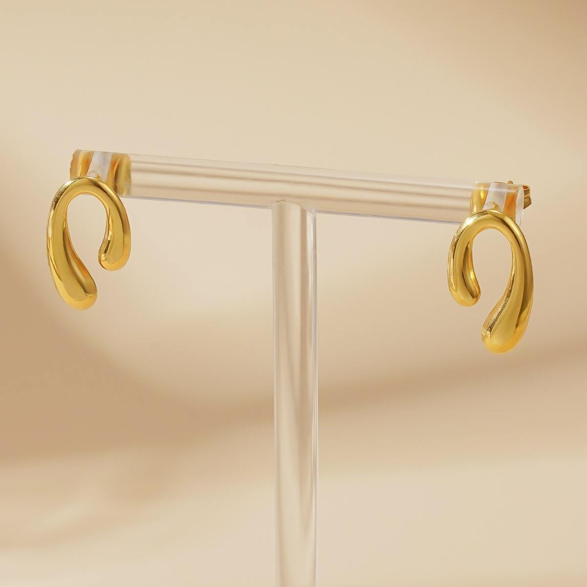 U Hoop Earrings - 18K Gold Plated