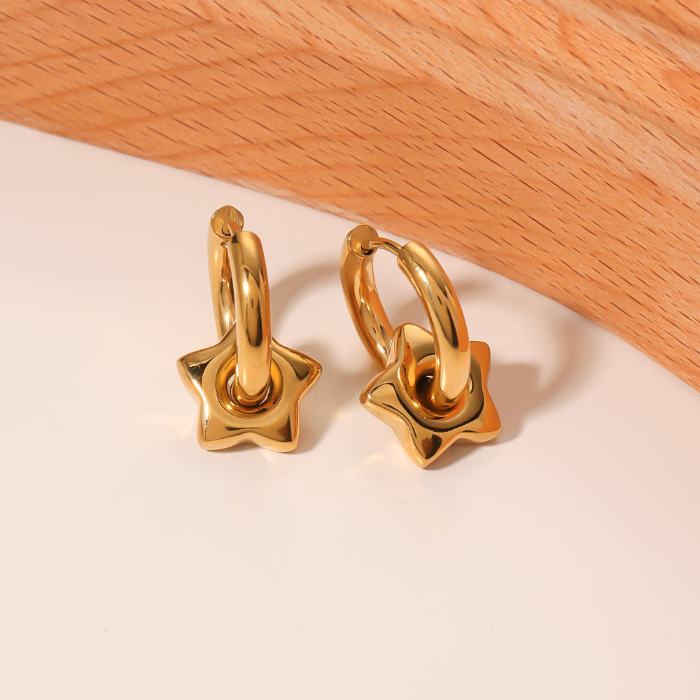 Star Charm Huggie Hoop Earrings