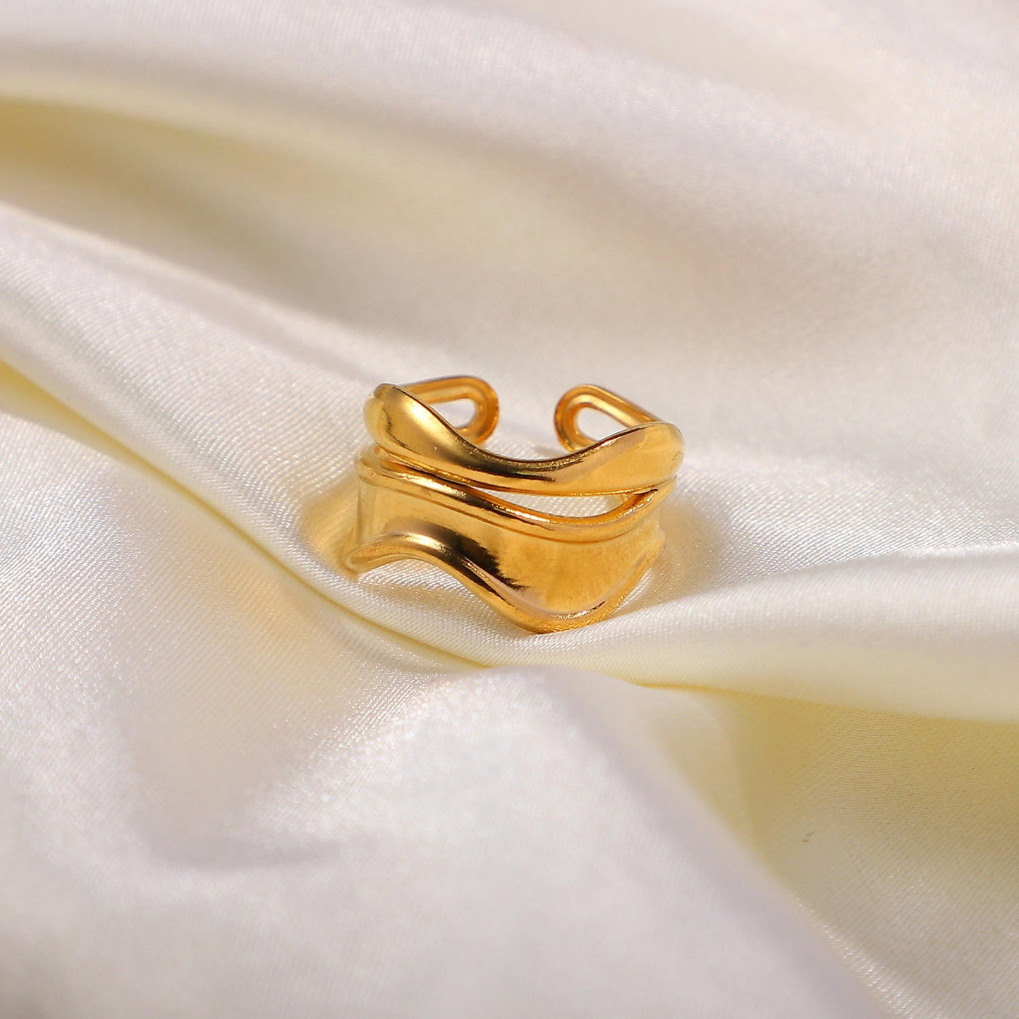 Wavy Open Ring - 18K Gold Plated