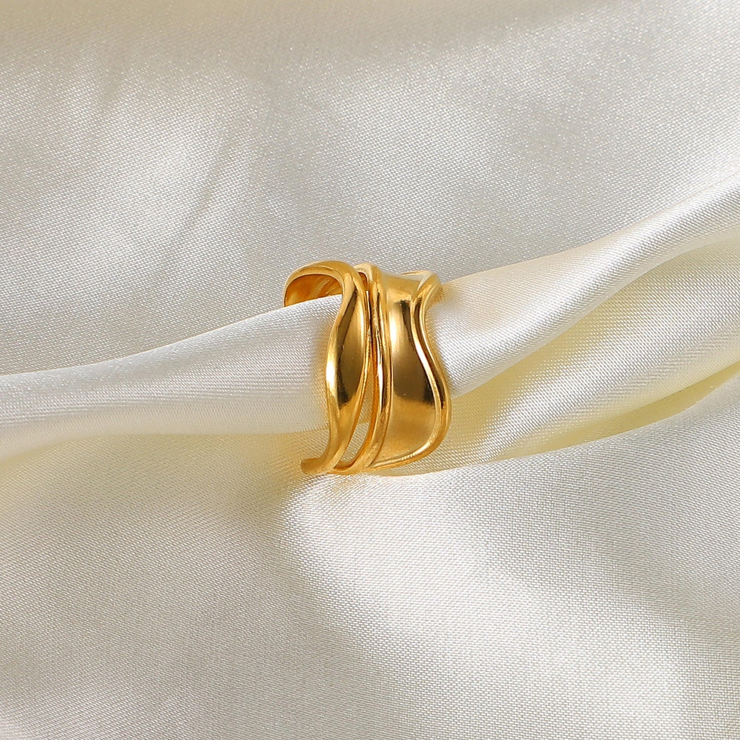 Wavy Open Ring - 18K Gold Plated