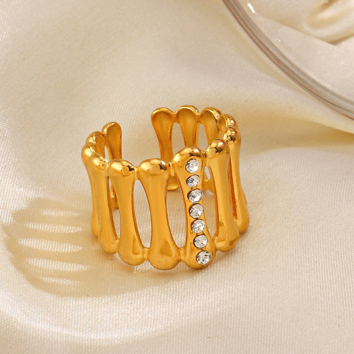 Embellished Open Band Ring – 18K Gold Plated