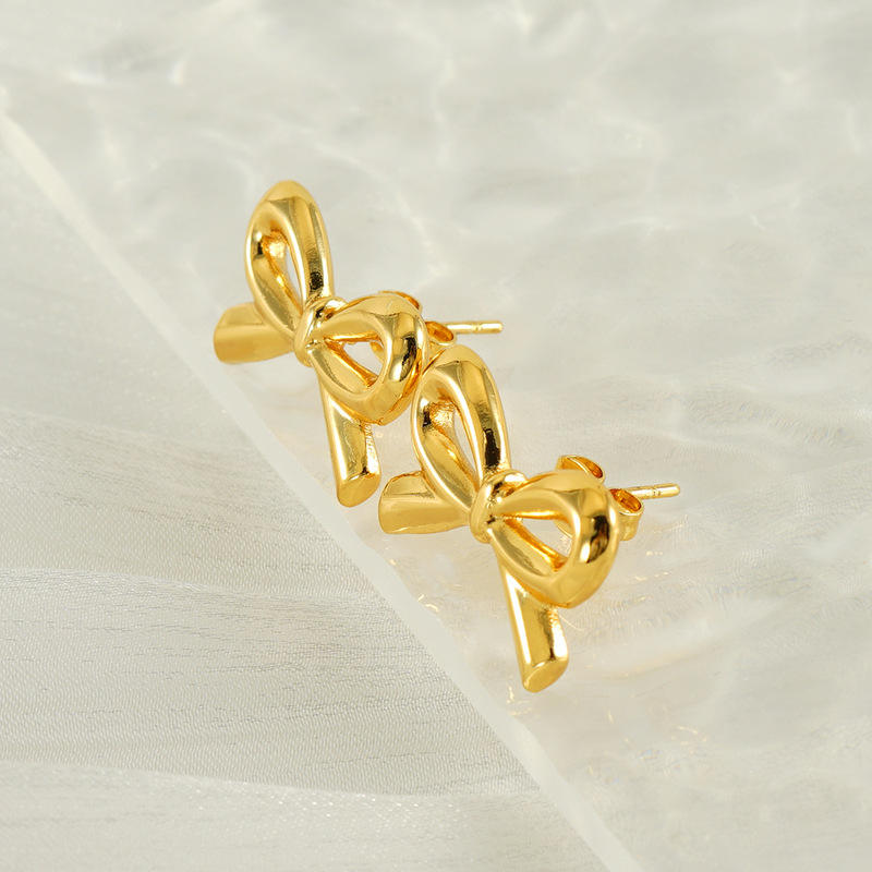 Bowknot Stud Earrings - 18K Gold Plated