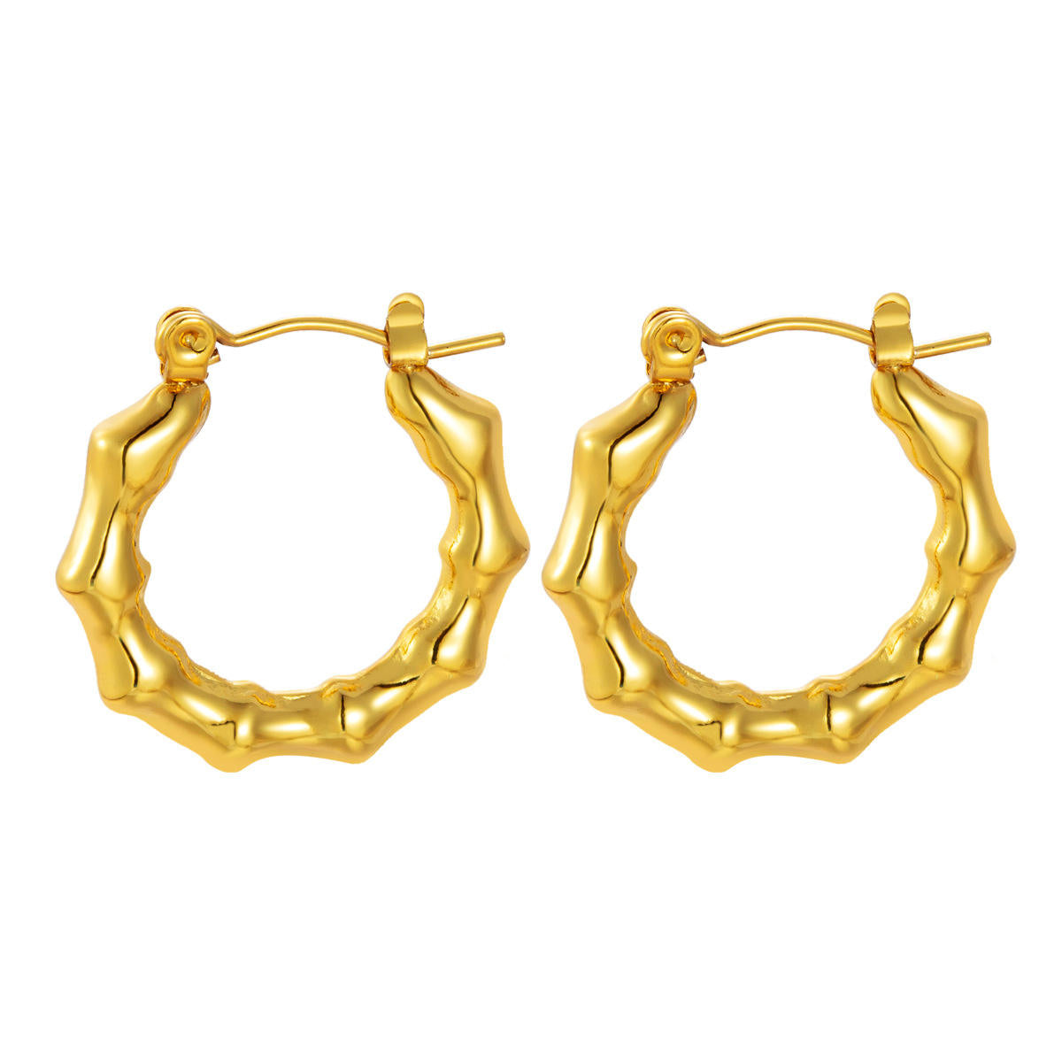Hollow Hoop Earrings - 18k Gold Plated
