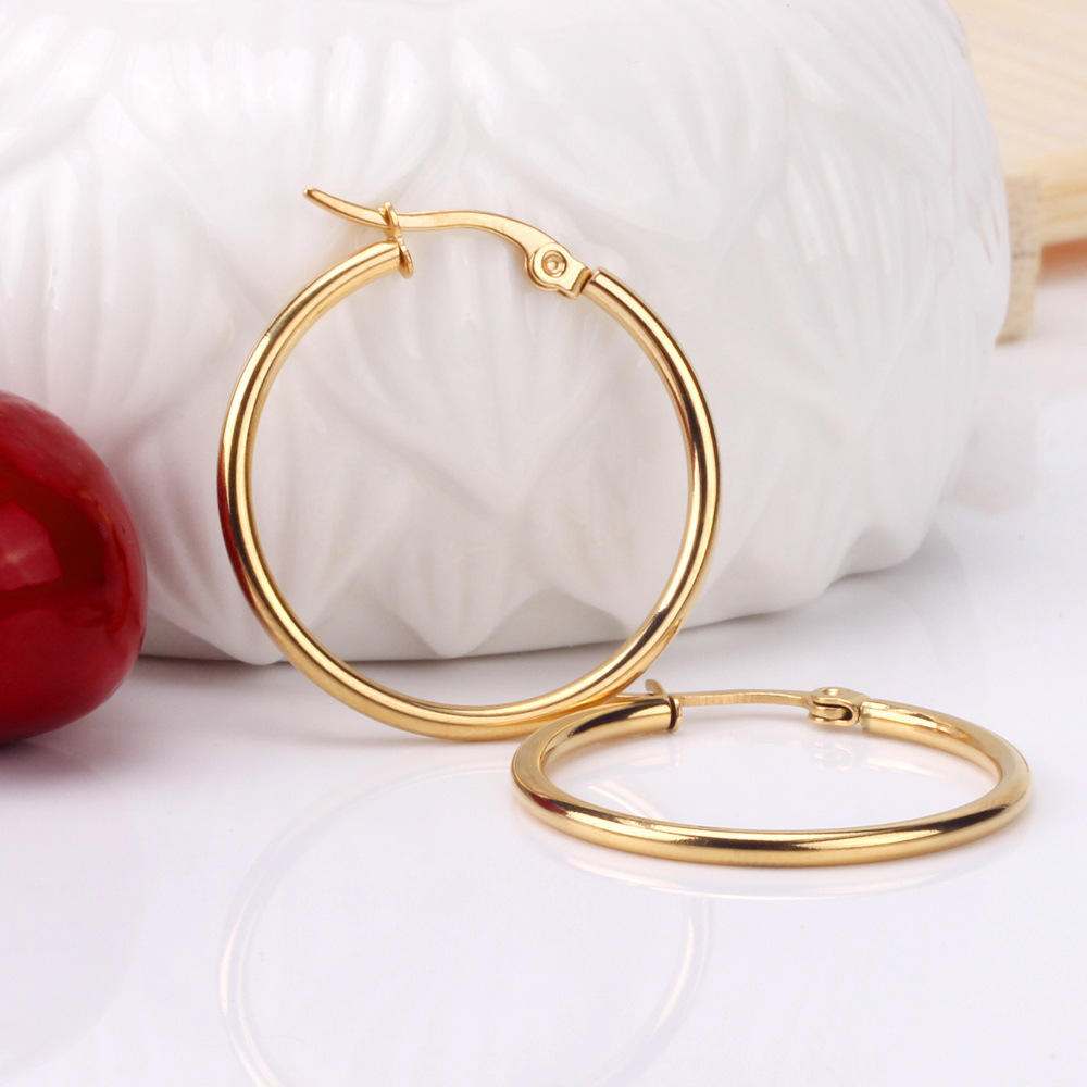 Classic Round Hoop Earrings 5cm - 18k Gold Plated