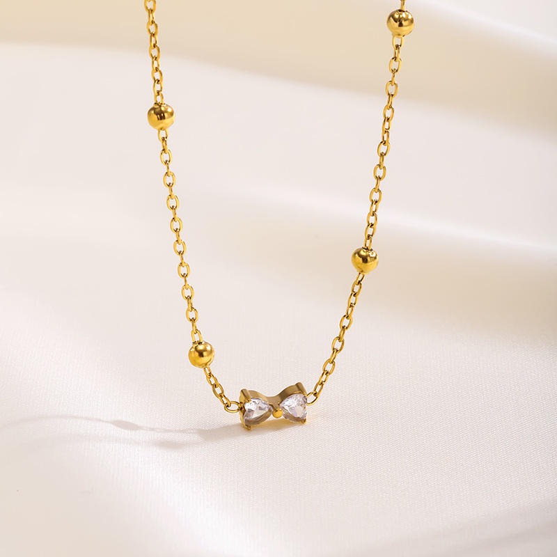 Bow CZ Pendant Necklace