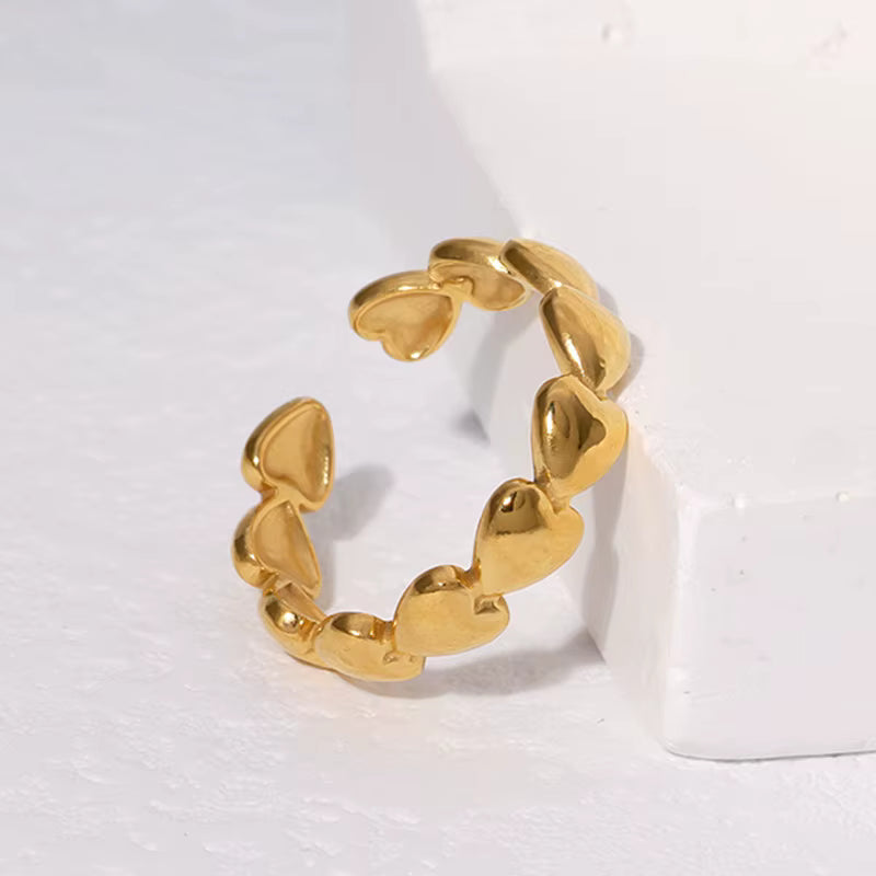 Heart Adjustable Rings - 18k Gold Plated