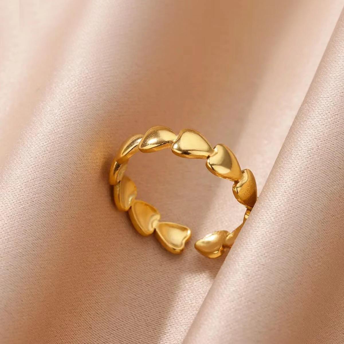 Heart Adjustable Rings - 18k Gold Plated