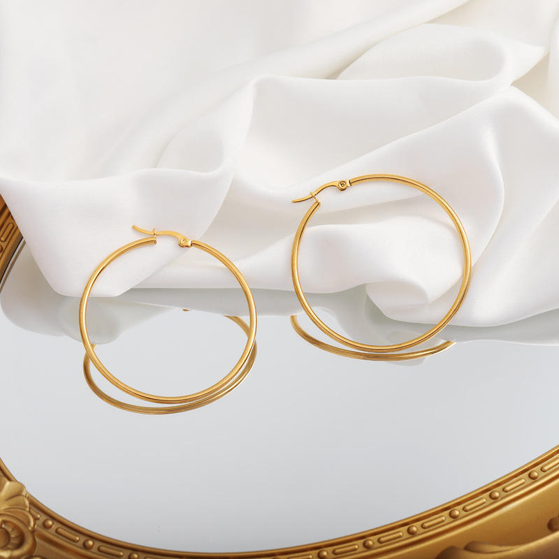 Classic Round Hoop Earrings 5cm - 18k Gold Plated