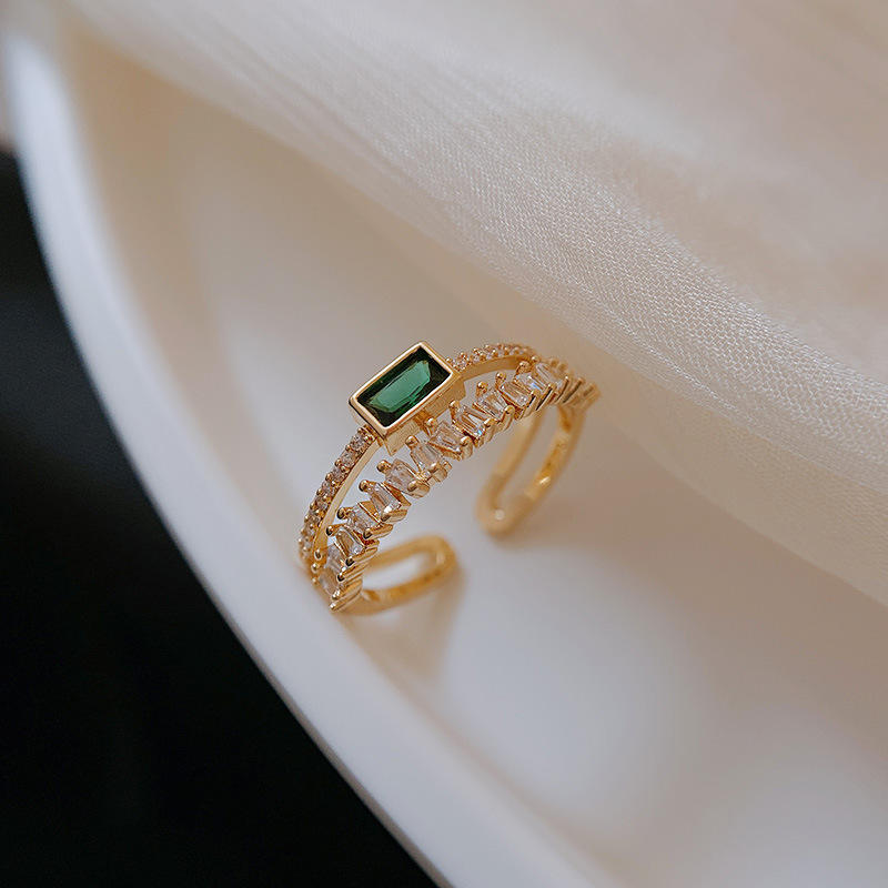 Emerald Green Baguette Stone Band Ring