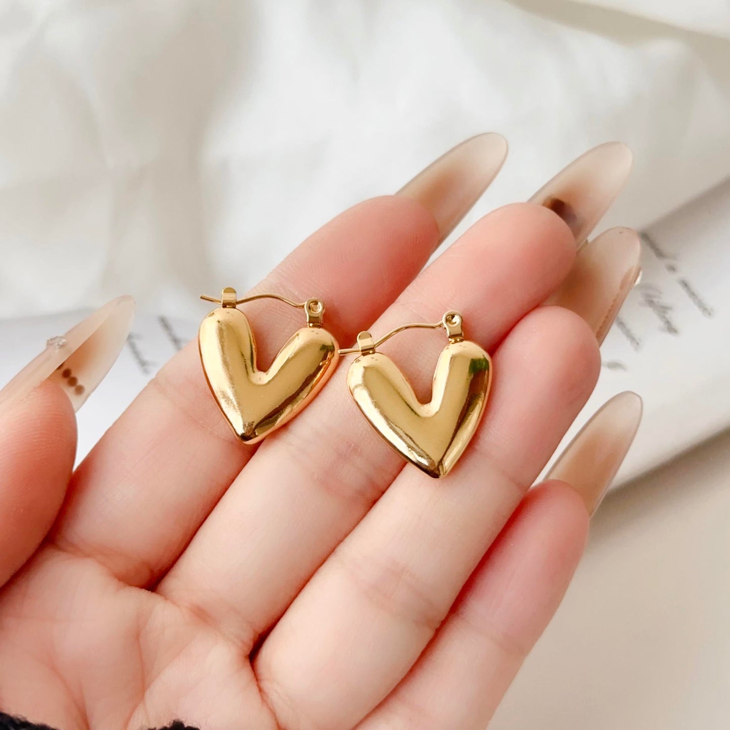 Smooth Heart Hoop Earrings