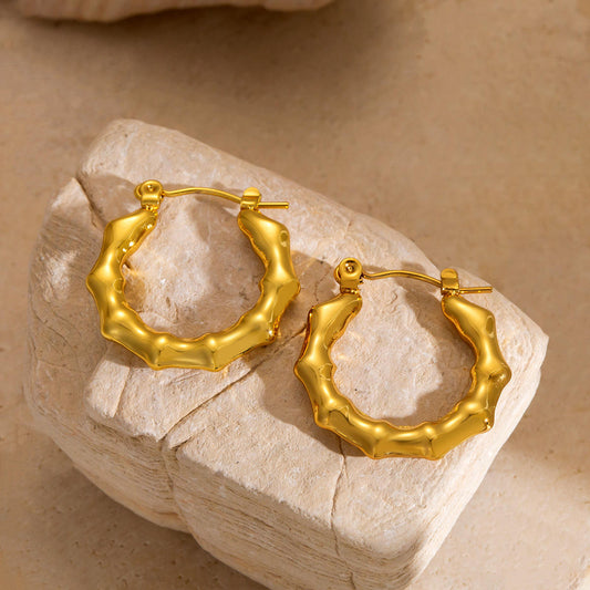 Hollow Hoop Earrings - 18k Gold Plated