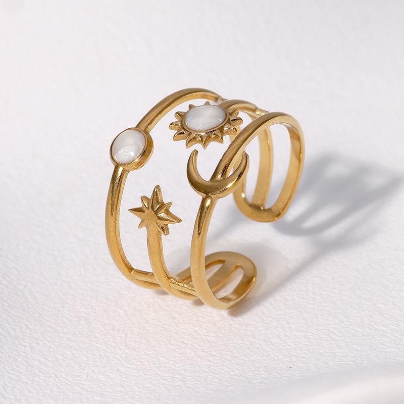 Sun Star Moon Ring - 18k gold Plated