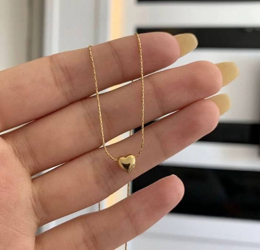 Minimal Soft Heart Necklace - 18k Gold Plated