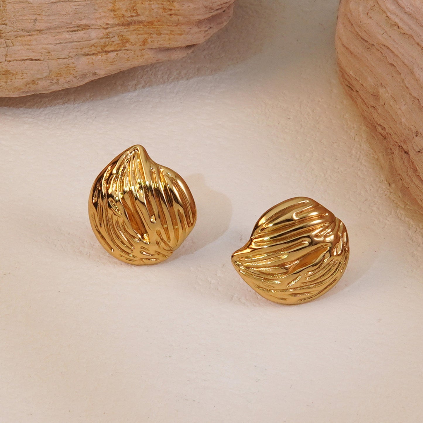 Ball Hollow Stud Earrings - 18k Gold Plated