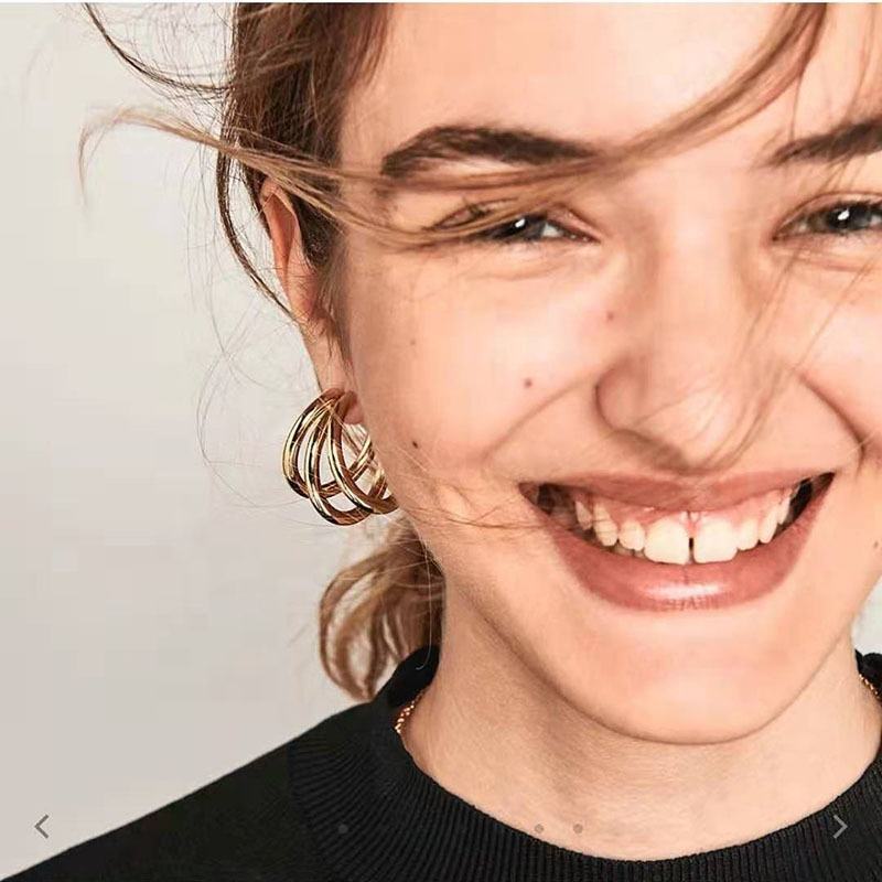 Triple C Hoop Stud Earrings - 18k Gold Plated