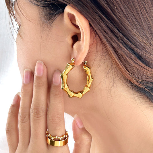 Bamboo Hoop Earrings