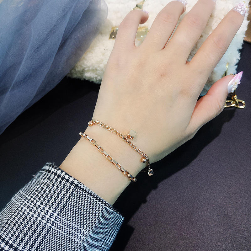 Double Layered Charms Bracelet - 18k Gold Plated