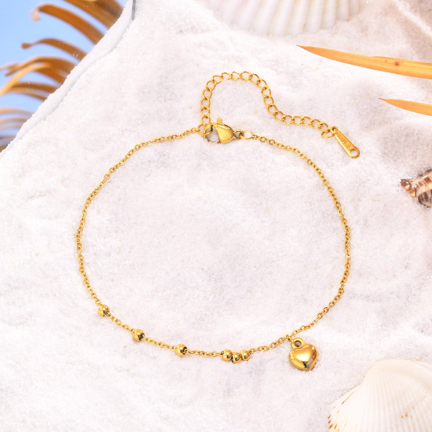 Mini Heart Drop Beads Anklet