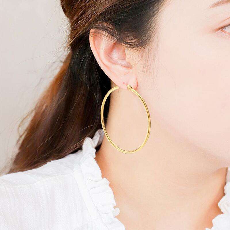 Classic Round Hoop Earrings 5cm - 18k Gold Plated