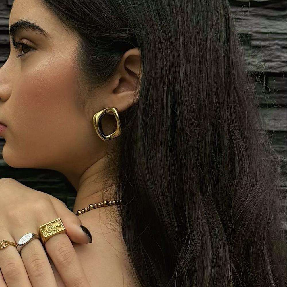 Square Retro Studs Earrings