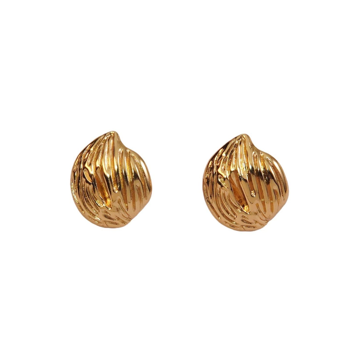 Ball Hollow Stud Earrings - 18k Gold Plated