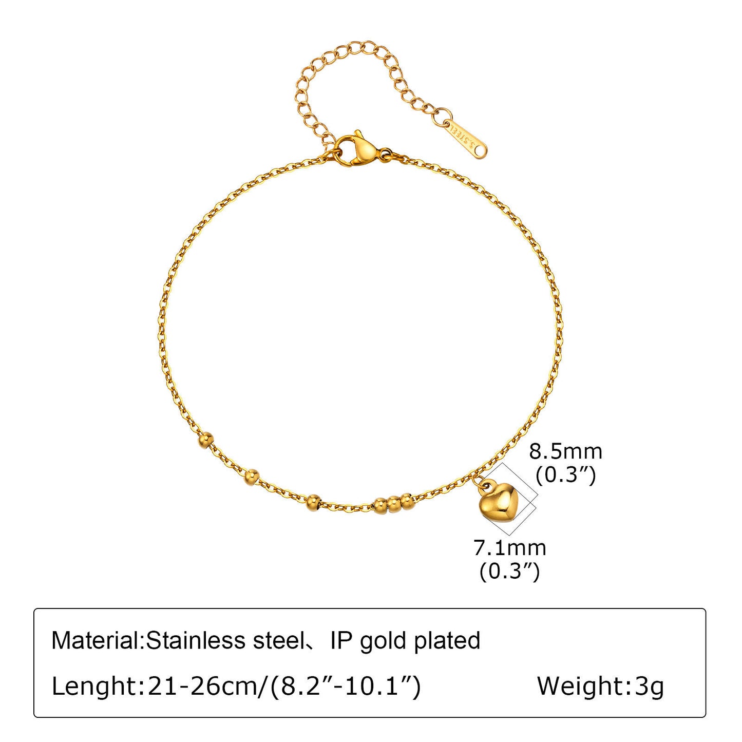 Mini Heart Drop Beads Anklet