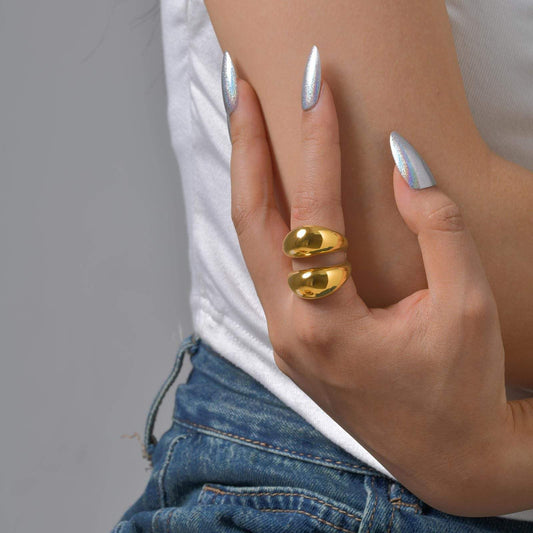 Chunky Double Band Ring – 18K Gold Plated