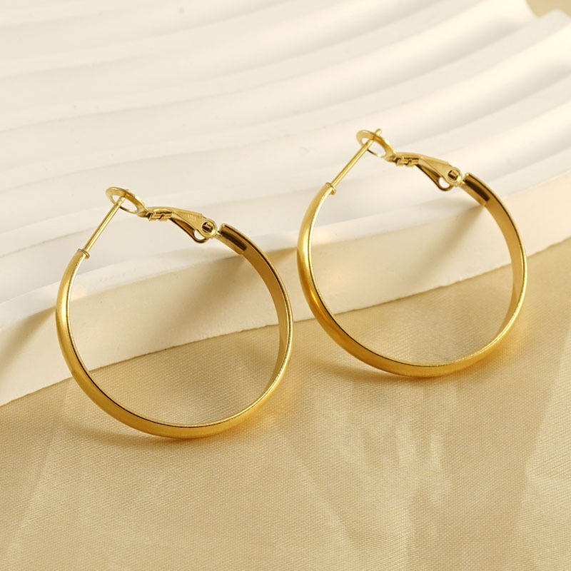 Classic Round Hoop Earrings 4cm - 18k Gold Plated