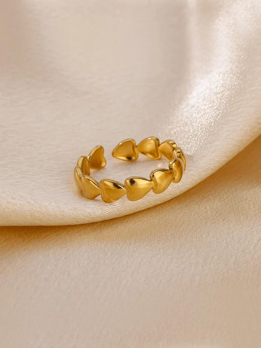 Heart Adjustable Rings - 18k Gold Plated