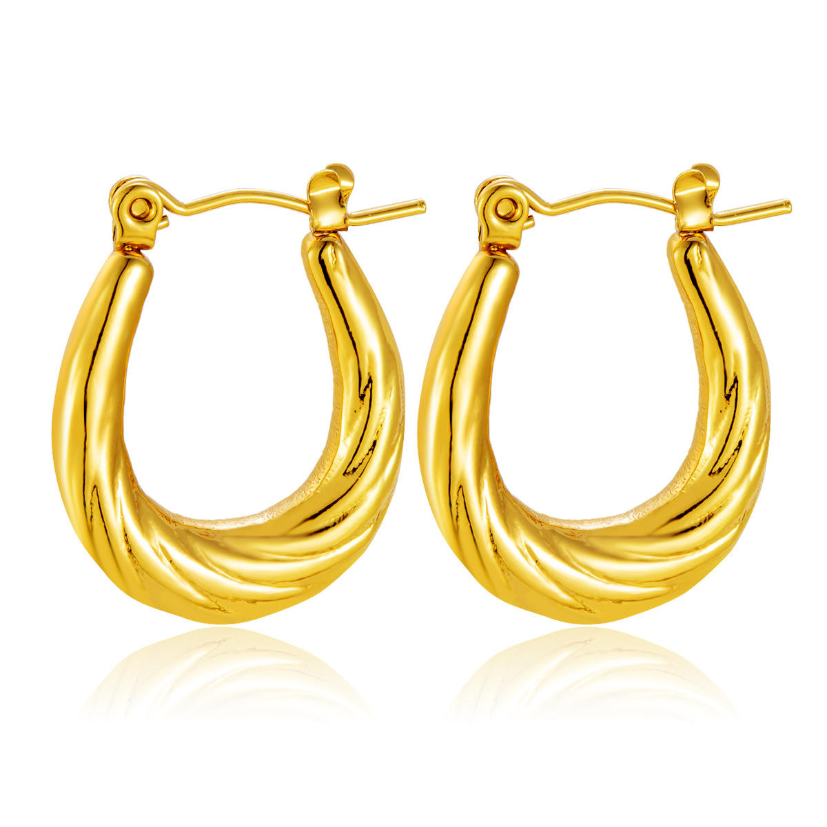 Textured Irregular Hoop Earrings - 18k Gold Plated