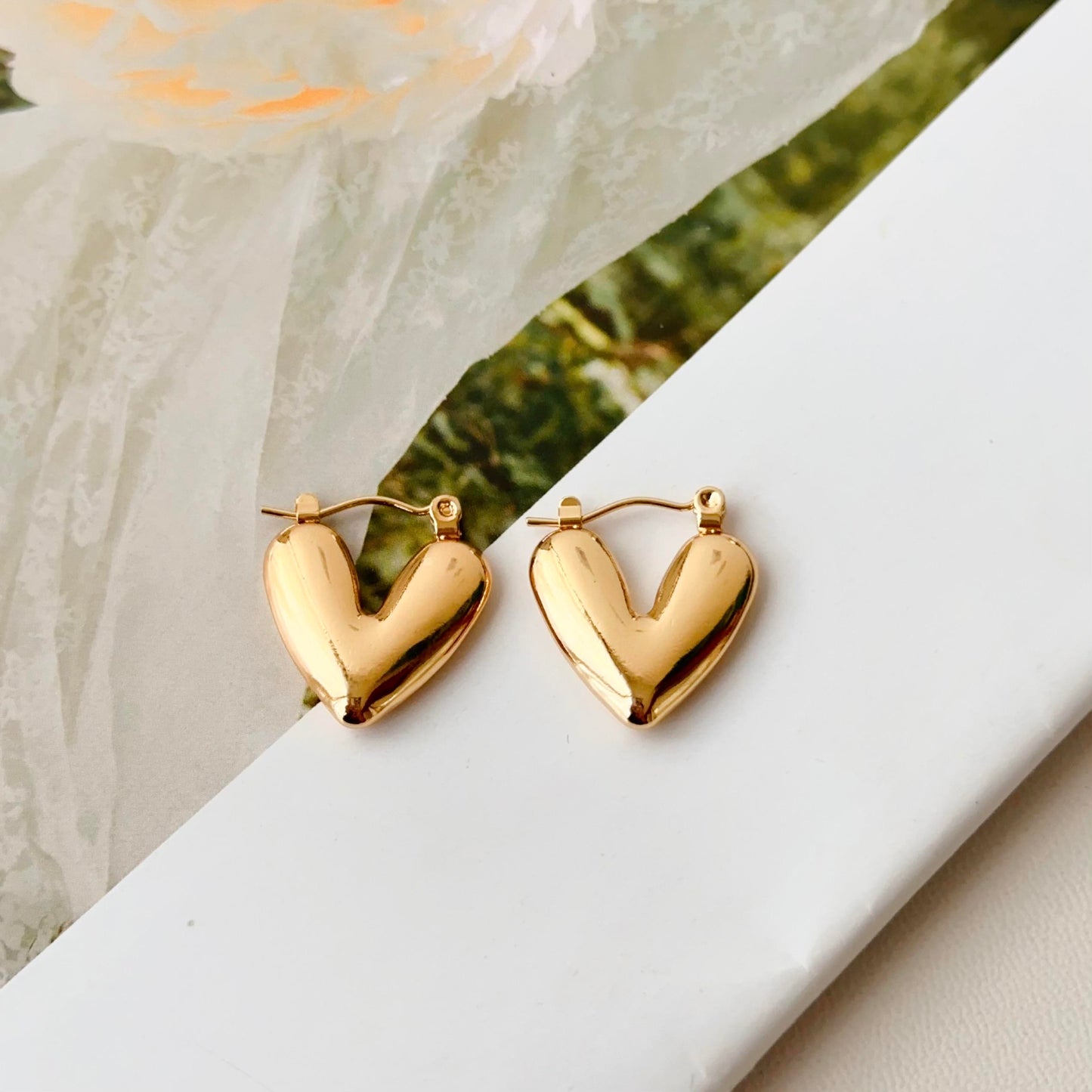 Smooth Heart Hoop Earrings